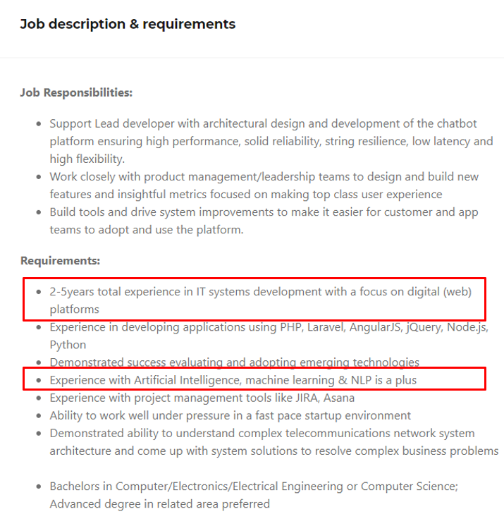 Chatbot developer jobs